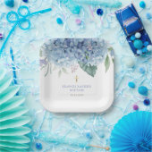 blue Hydrangea flowers Baptism Papieren Bordje (Feest)