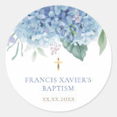 blue Hydrangea flowers Baptism Ronde Sticker (Voorkant)