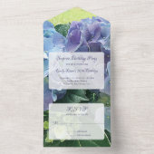 Blue Hydrangea Flowers Birthday Party All In One Uitnodiging (Binnen)