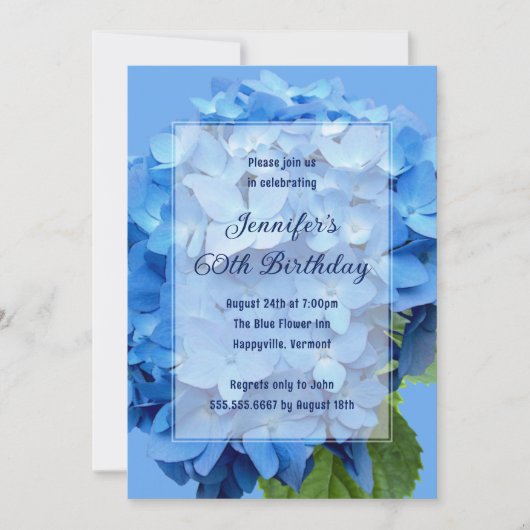 Blue Hydrangea Flowers Birthday voor haar Kaart (Voorkant)