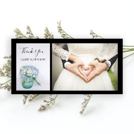 Blue Hydrangea Flowers Blue Jar Wedding Dank je Bedankkaart