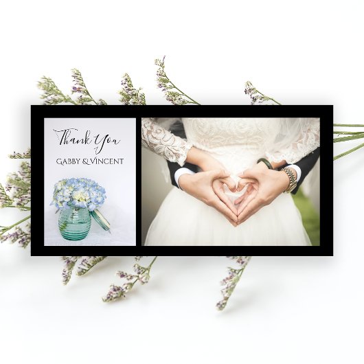 Blue Hydrangea Flowers Blue Jar Wedding Dank je Bedankkaart