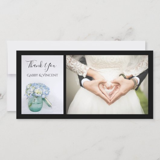 Blue Hydrangea Flowers Blue Jar Wedding Dank je Bedankkaart (Voorkant)