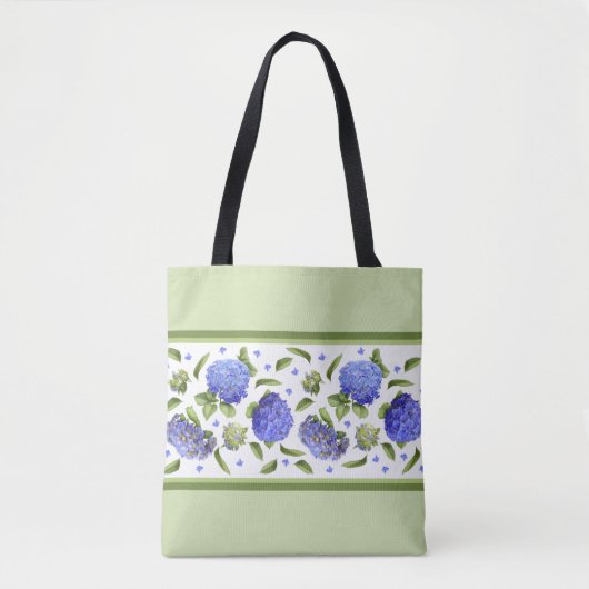 Blue Hydrangea Flowers Botanisch Patroon Tote Bag (Voorkant)