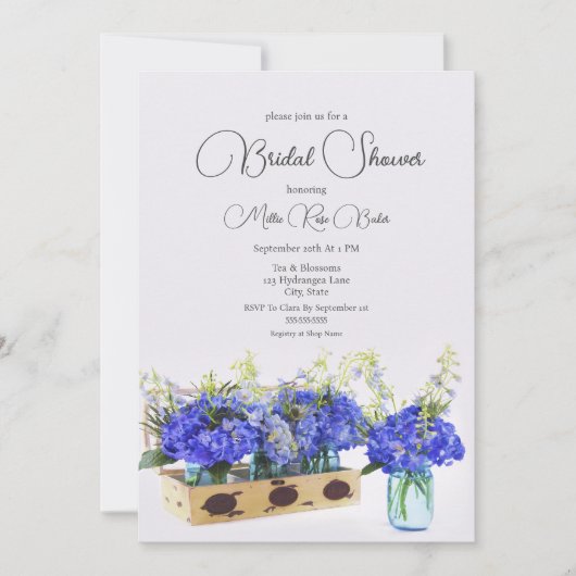 Blue Hydrangea Flowers  Box Vrijgezellenfeest Kaart (Voorkant)