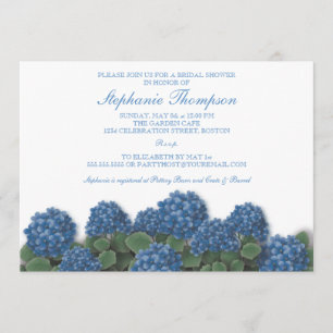 Blue Hydrangea Flowers Bridal Shower Invitation Kaart