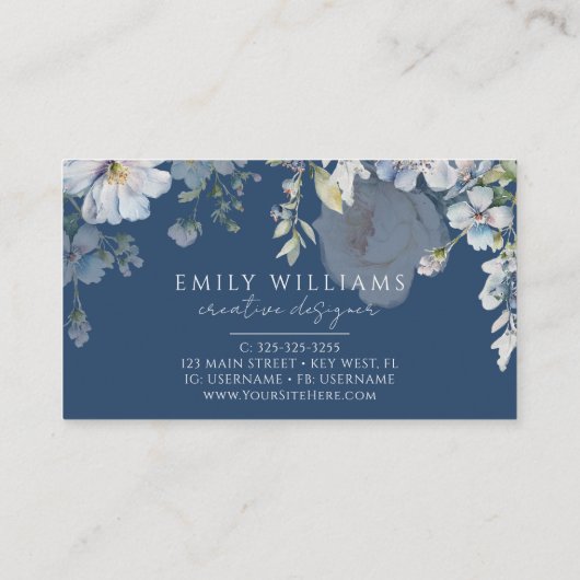 Blue Hydrangea Flowers Business Card Visitekaartje (Achterkant)