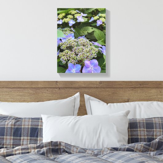 Blue Hydrangea Flowers Canvas Afdruk (Insitu (Slaapkamer))