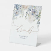 Blue Hydrangea Flowers Douche Drinken Teken Reclamebord Met Voetstuk (Voorkant)