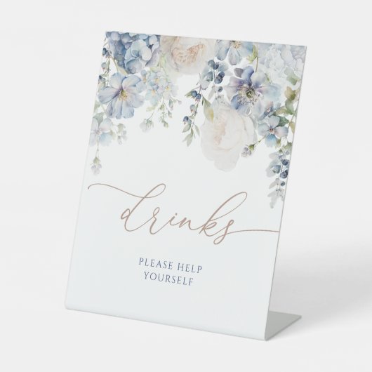 Blue Hydrangea Flowers Douche Drinken Teken Reclamebord Met Voetstuk (Voorkant)