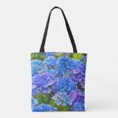 Blue Hydrangea Flowers Floral Art Canvas tas (Achterkant)