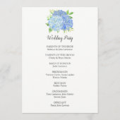Blue Hydrangea Flowers Foliage Wedding Programmakaart (Achterkant)