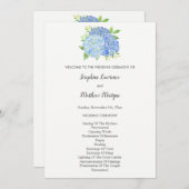 Blue Hydrangea Flowers Foliage Wedding Programmakaart (Voorkant / Achterkant)