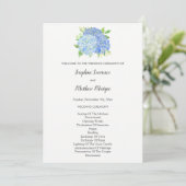 Blue Hydrangea Flowers Foliage Wedding Programmakaart (Staand voorkant)