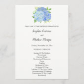 Blue Hydrangea Flowers Foliage Wedding Programmakaart (Voorkant)