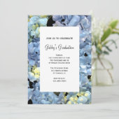 Blue Hydrangea Flowers Graduparty Invitation Kaart (Staand voorkant)