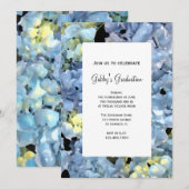 Blue Hydrangea Flowers Graduparty Invitation Kaart (Voorkant / Achterkant)