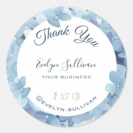 Blue Hydrangea Flowers Hartelijk dank Ronde Sticker