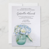 Blue Hydrangea Flowers in Jar Post Wedding Brunch Kaart (Voorkant)