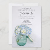 Blue Hydrangea Flowers in Jar Vase Vrijgezellenfee Kaart (Voorkant)