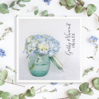 Blue Hydrangea Flowers in Jar Vase Wedding