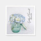 Blue Hydrangea Flowers in Jar Vase Wedding Servet (Voorkant)