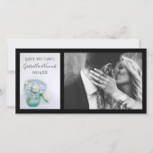 Blue Hydrangea Flowers Jar Wedding Save the Date (Voorkant)