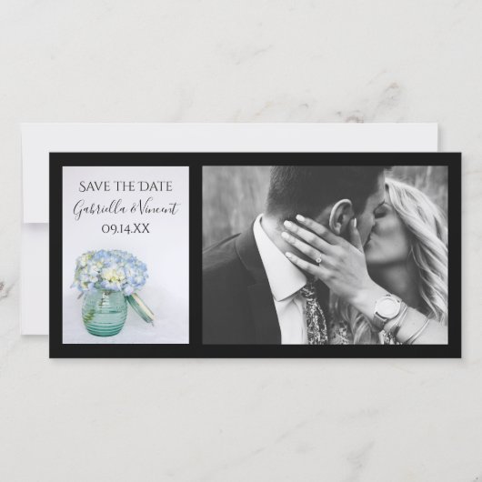 Blue Hydrangea Flowers Jar Wedding Save the Date (Voorkant)