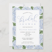 Blue Hydrangea Flowers Kalligrafie Vrijgezellenfee Kaart (Voorkant)