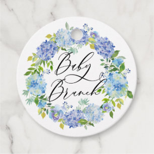 Blue Hydrangea Flowers Krans Baby Brunch Bedankjes Labels