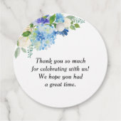 Blue Hydrangea Flowers Krans Baby Brunch Bedankjes Labels (Achterkant)