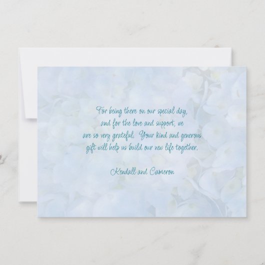 Blue Hydrangea Flowers Love n Bedankt Bericht Kaar Kaart (Achterkant)