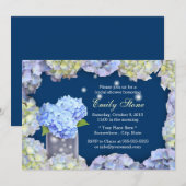 Blue Hydrangea Flowers & Mason Jar Vrijgezellenfee Kaart (Voorkant / Achterkant)