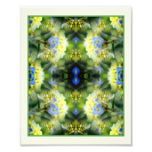 Blue Hydrangea Flowers Mirror Abstract 8x10 Foto Afdruk