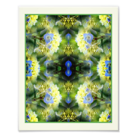 Blue Hydrangea Flowers Mirror Abstract 8x10 Foto Afdruk (Voorkant)