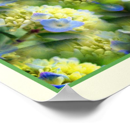 Blue Hydrangea Flowers Mirror Abstract Poster (Hoek)