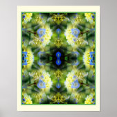 Blue Hydrangea Flowers Mirror Abstract Poster (Voorkant)