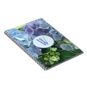 Blue Hydrangea Flowers Monogram Initiaal Notitieboek (Rechterzijde)