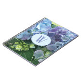 Blue Hydrangea Flowers Monogram Initiaal Notitieboek (Linkerzijde)