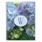 Blue Hydrangea Flowers Monogram Initiaal Notitieboek (Voorkant)