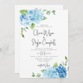Blue Hydrangea Flowers Pastel Baby Blue Wedding Kaart (Voorkant / Achterkant)