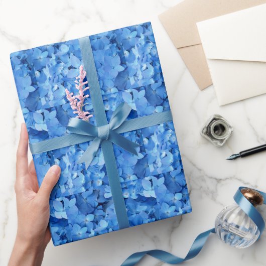 Blue Hydrangea Flowers pattered Cadeaupapier (Geschenken)