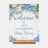 Blue Hydrangea Flowers Rozen Baby shower Welkom Acryl Bord (Voorkant)