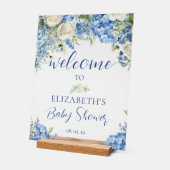 Blue Hydrangea Flowers Rozen Baby shower Welkom Acryl Bord (Hoek)