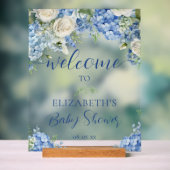 Blue Hydrangea Flowers Rozen Baby shower Welkom Acryl Bord (Neutraal)