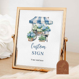 Blue Hydrangea Flower's Shop Custom Party Sign Poster