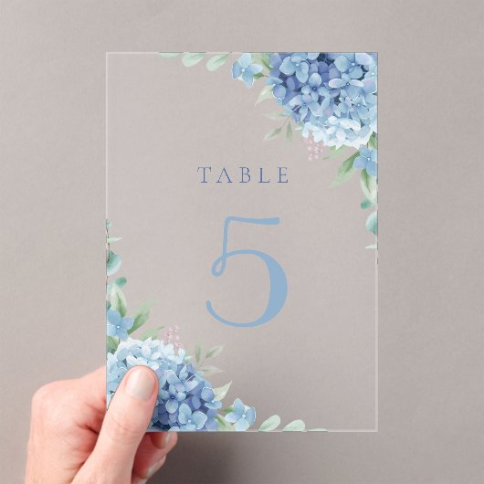 blue hydrangea flowers table 5 acryl uitnodigingen (Insitu (Draagbaar))