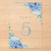 blue hydrangea flowers table 5 acryl uitnodigingen (Voorkant)
