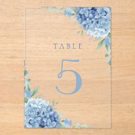 blue hydrangea flowers table 5 acryl uitnodigingen