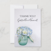 Blue Hydrangea Flowers Vase Weddenschap Bedankkaart (Voorkant)